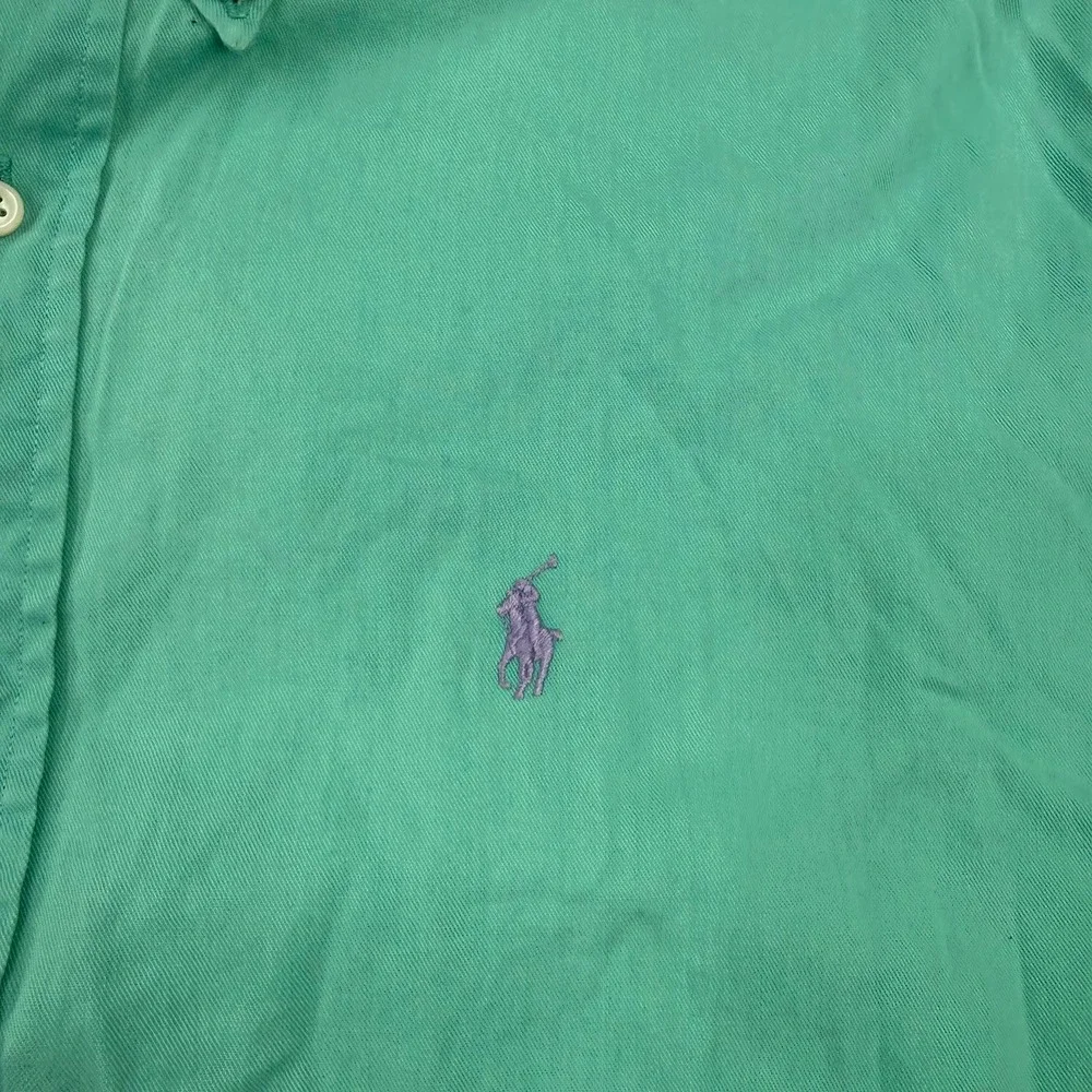 Vintage Polo Ralph Lauren Mint Green Button Down Short Sleeve Shirt Mens Medium